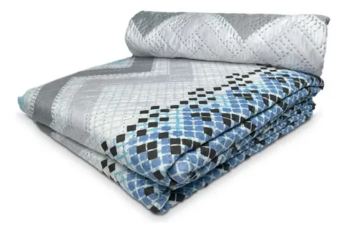 Quilt Estampado 2 Plazas Geométrico Poliéster Coral Claro