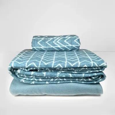 Set De Sábanas De Polar Estampadas 1 Plaza Azul
