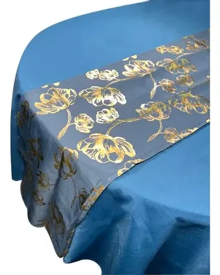 Set Mantel Camino Mesa Poliéster Azul Azul