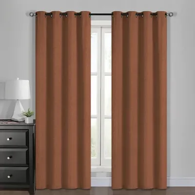 Set Cortinas Algodón Poliéster 140x220cm Café Coral Claro