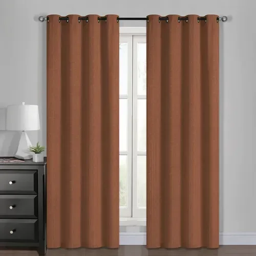 Set Cortinas Algodón Poliéster 140x220cm Café Coral Claro