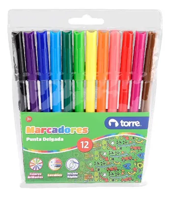 Marcadores De Dibujo 12 Colores Punta Resistente