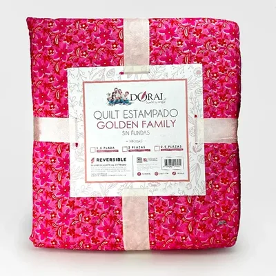 Quilt Hotpress Reversible 1.5 Plazas Poliéster Fucsia