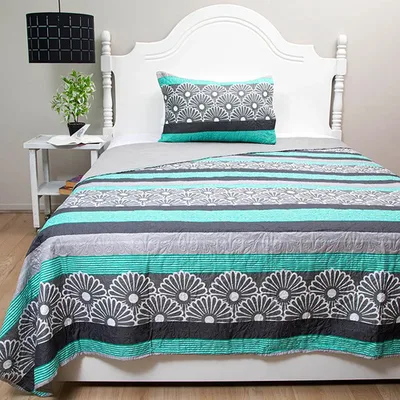 Quilt Hotpress Estampado 1.5 Plazas Girasol Poliéster Coral Claro