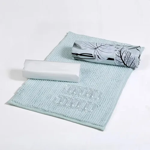 Set De Baño Cortina Piso Ganchos 4 Piezas Blanco