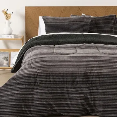 Plumón Corduroy Sherpa 2 Plazas Poliéster Suave Coral Claro