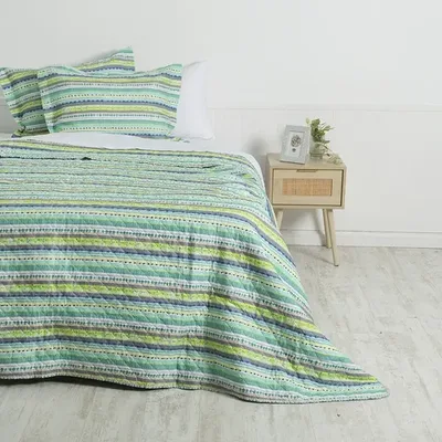Quilt Estampado Reversible 2.5 Plazas Poliéster Coral Claro