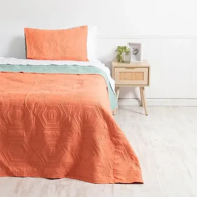 Quilt Bicolor Reversible 1.5 Plaza Poliéster Coral Claro