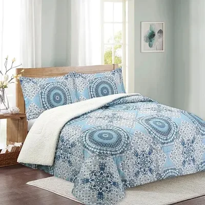 Plumón Sherpa Estampado 1.5 Plazas Poliéster Coral Claro