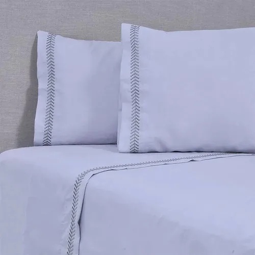 Set De Sábanas 144 Hilos Algodón Poliéster 2.5 Plazas Gris