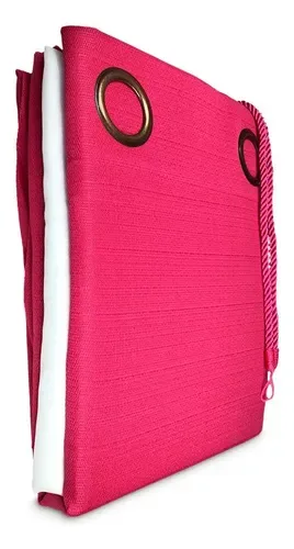 Cortina Rústica Tabatha Combo 8 Piezas Poliéster Fucsia