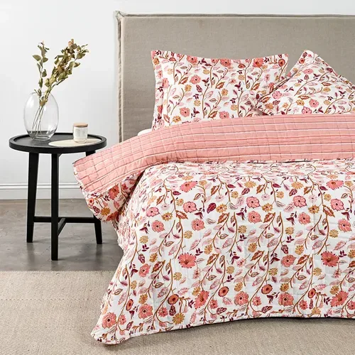 Quilt Cubrecama 2.5 Plazas Microfibra Estampado Coral Claro