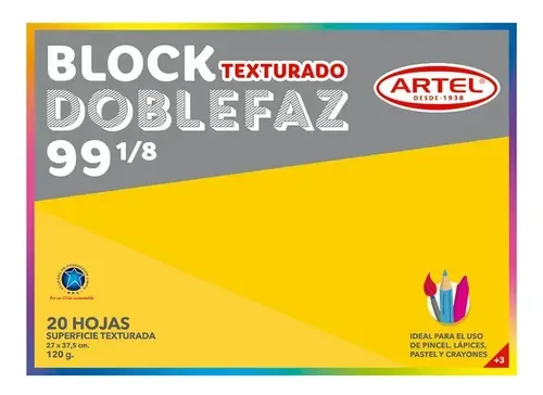 Block De Dibujo Medium Texturado 20 Hojas Doble Faz