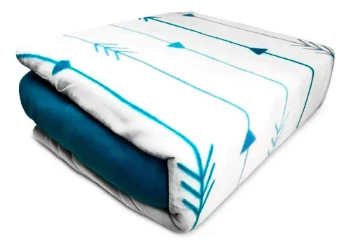 Set De Sábanas Polar Estampadas 2 Plazas Celeste Celeste