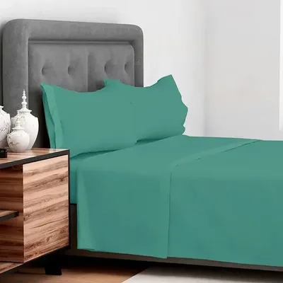 Set De Sábanas 144 Hilos Algodón Poliéster 2.5 Plazas Verde