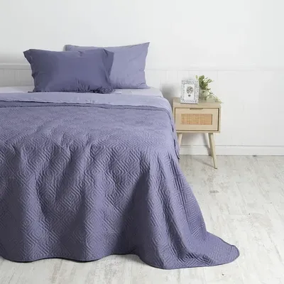 Set De Sábanas Y Quilt 1.5 Plazas Poliéster Morado Verde Oscuro