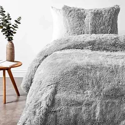 Cobertor Shaggie Microfibra Gris 2 Piezas
