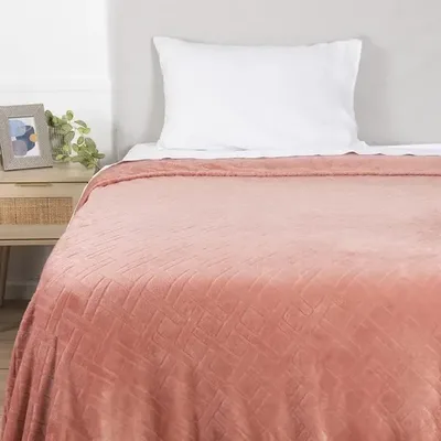 Frazada Flannel Térmica 1.5 Plazas Poliéster Coral Claro
