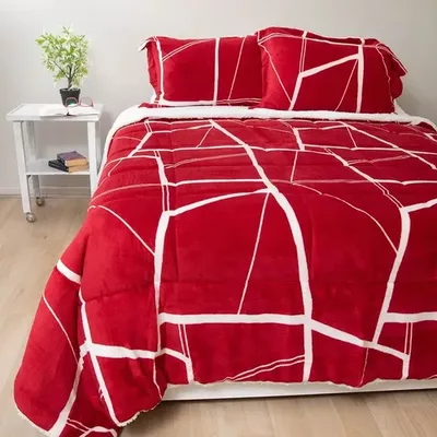 Cubrecama Sherpa Térmico 2 Plazas Rojo Rojo