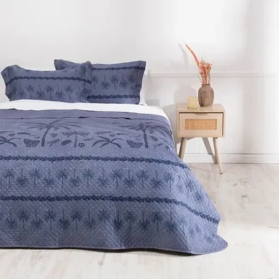 Quilt Cordoba Estampado 2.5 Plazas Reversible Coral Claro