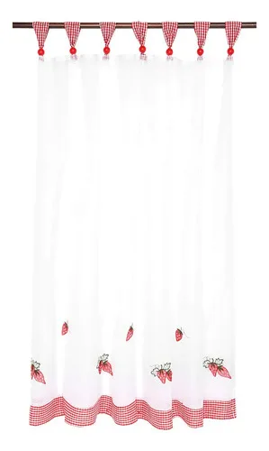 Paño Cocina Bordado Frutilla Poliéster Coral Claro