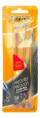Bolígrafo Bic Cristal Fino Set 3 Colores Amarillo