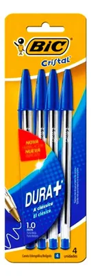 Bolígrafo Bic Cristal Azul Punta 1.0mm Set 4 Unidades Amarillo