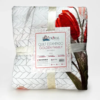Quilt Hotpress Reversible 2.5 Plazas Poliéster Rojo