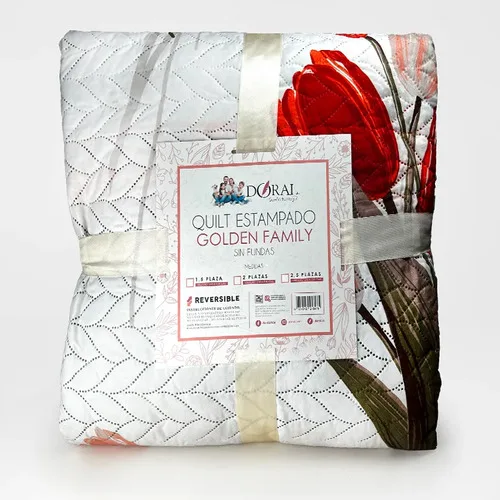 Quilt Hotpress Reversible 2.5 Plazas Poliéster Rojo