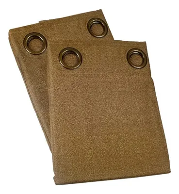 Cortina Blackout Térmica 2 Paños Argolla Café Coral Claro