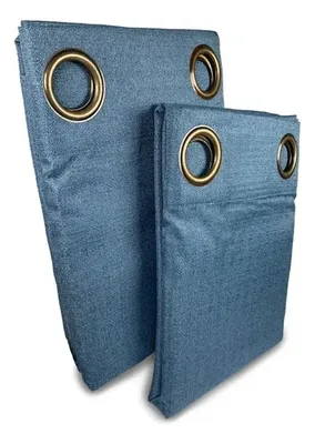 Cortina Blackout Térmica 2 Paños Argolla Azul Azul