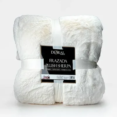 Frazada Plush Sherpa Térmica 1.5 Plazas Poliéster Coral Claro