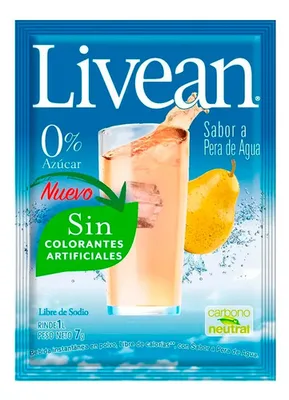 Jugo En Polvo Pera Agua Livean Bebida