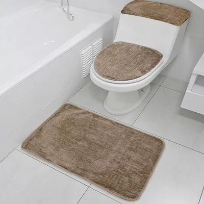 Set De Baño 3 Piezas Alfombra Tapa Wc Poliéster