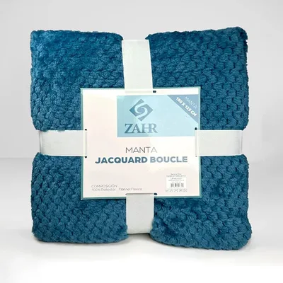 Manta Térmica Jacquard Boucle Poliéster Jacquard 500 G Azul