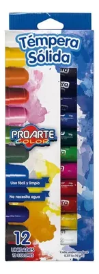 Témpera Sólida 12 Colores Proarte Escolar