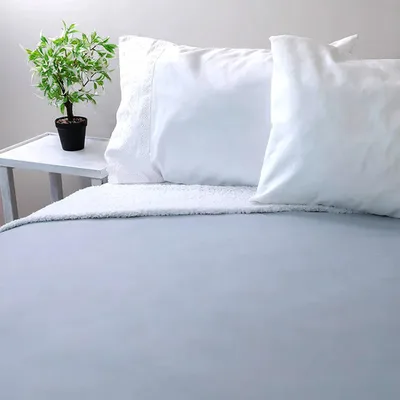 Frazada Polar Sherpa Premium 2.5 Plazas Térmica Gris