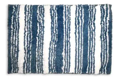 Alfombra De Baño Antideslizante 40x60 Cm Poliéster Coral Claro Rayas
