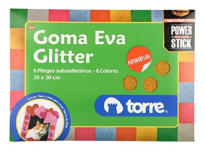 Goma Eva Glitter Auto Adhesiva Multicolor Set Coral Claro