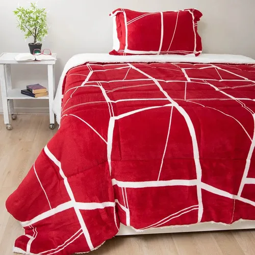 Cubrecama Sherpa Térmico 1.5 Plazas Rojo Rojo