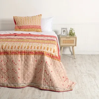 Quilt Estampado Reversible 1.5 Plazas Tribal Poliéster