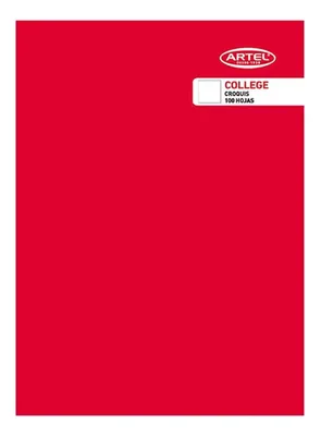 Cuaderno College Croquis 100 Hojas Tapa Blanda Rojo