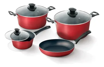 Batería De Cocina Aluminio 7 Piezas Antiadherente