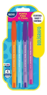 Bolígrafo Inkjoy Punta Fina Set 4 Colores Amarillo