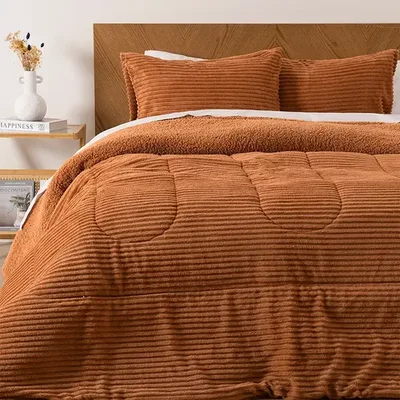 Plumón Corduroy Sherpa Super King Poliéster Coral