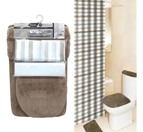 Set De Baño Esparta 17 Piezas Poliéster Coral Claro
