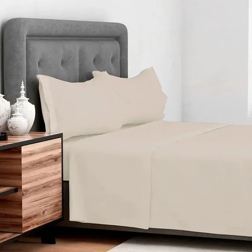 Set De Sábanas 144 Hilos Algodón Poliéster 2.5 Plazas Beige