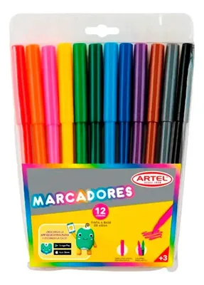 Set Marcadores Artel 12 Colores Tinta Agua Coral Claro