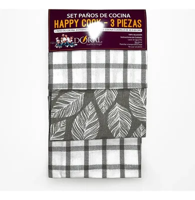 Set Paños De Cocina Algodón 100% Absorbentes Gris