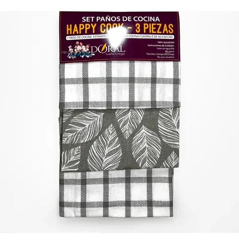 Set Paños De Cocina Algodón 100% Absorbentes Gris